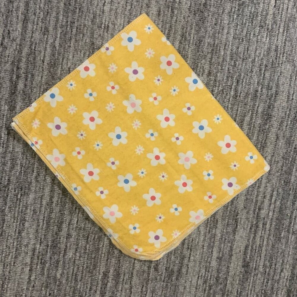 Lot of 4 Handmade Baby Girls Burp Cloths Yellow Floral Print Cotton Gift New